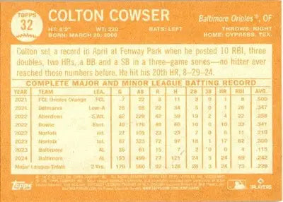 2025 Topps Archives #32 Colton Cowser - Baseball Card Single