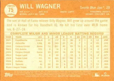 2025 Topps Archives #75 Will Wagner - Baseball Card Single