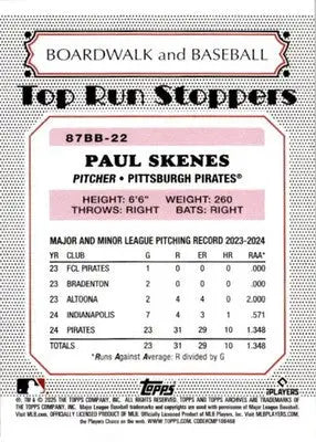2025 Topps Archives #87BB-22 Paul Skenes 1987 Topps Boardwalk and Baseball - Baseball Card Single