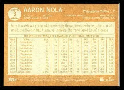 2025 Topps Archives Aaron Nola #3 Philadelphia Phillies