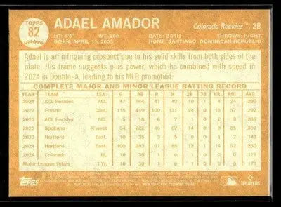 2025 Topps Archives Adael Amador #82 RC Colorado Rockies