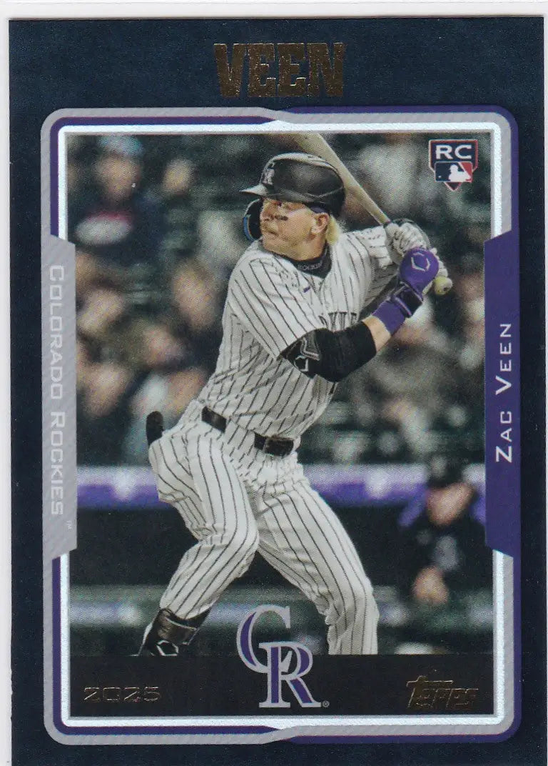 2025 Topps Archives Black Foil #280 Zac Veen RC Colorado Rockies - Baseball Card Single