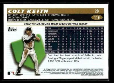 2025 Topps Archives Colt Keith #119 Detroit Tigers
