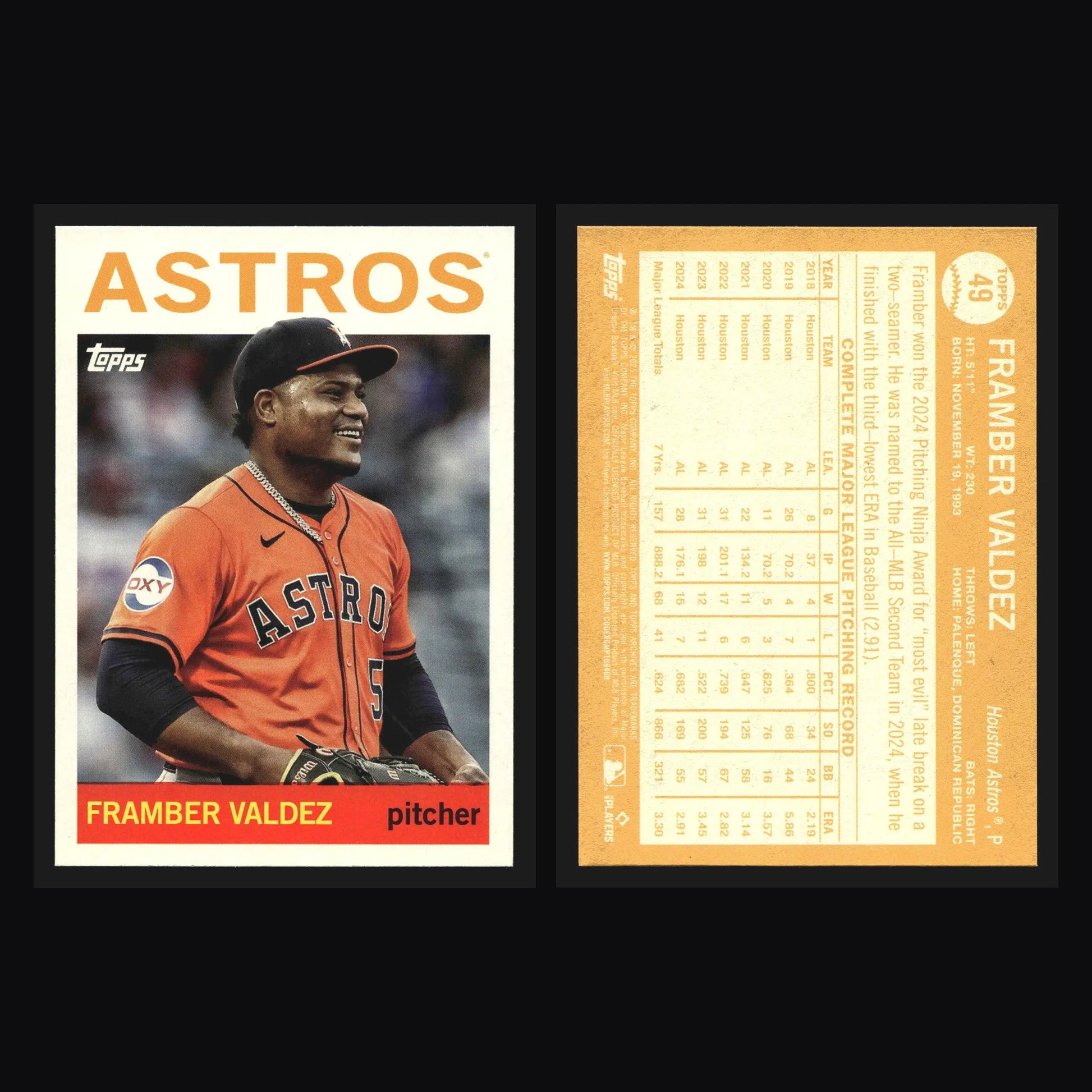 2025 Topps Archives Framber Valdez #49 1984 Design Houston Astros - Baseball Card Single