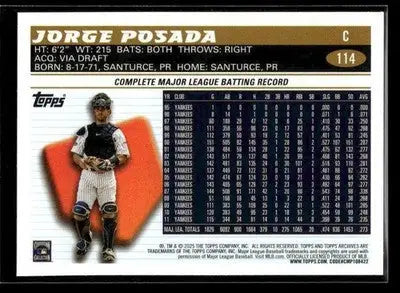2025 Topps Archives Jorge Posada #114 New York Yankees
