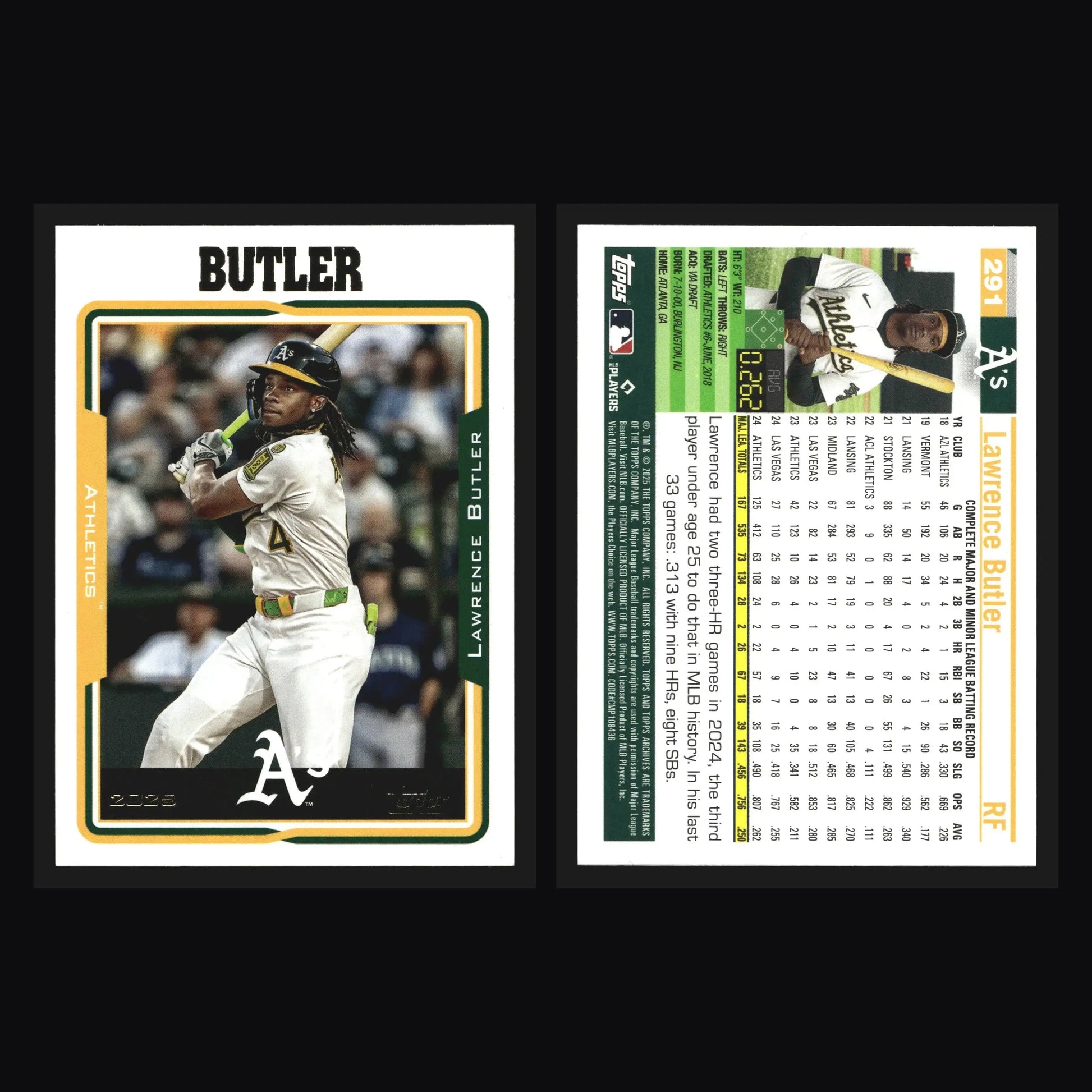2025 Topps Archives Lawrence Butler #291 Athletics - Baseball Card Single