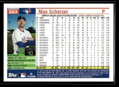 2025 Topps Archives Max Scherzer #223 Toronto Blue Jays