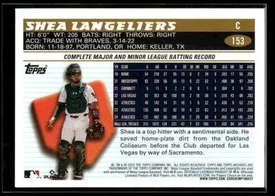 2025 Topps Archives Shea Langeliers #153 Athletics