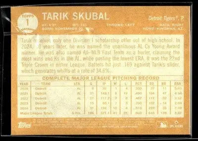 2025 Topps Archives Tarik Skubal #1 Detroit Tigers