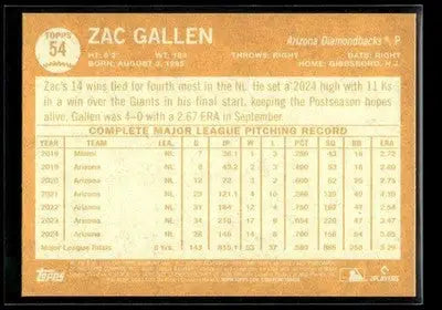 2025 Topps Archives Zac Gallen #54 Arizona Diamondbacks