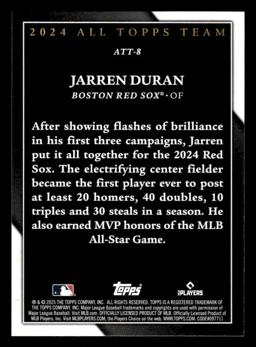 2025 Topps #ATT-8 Jarren Duran 2024 All Topps Team - Baseball Card Single