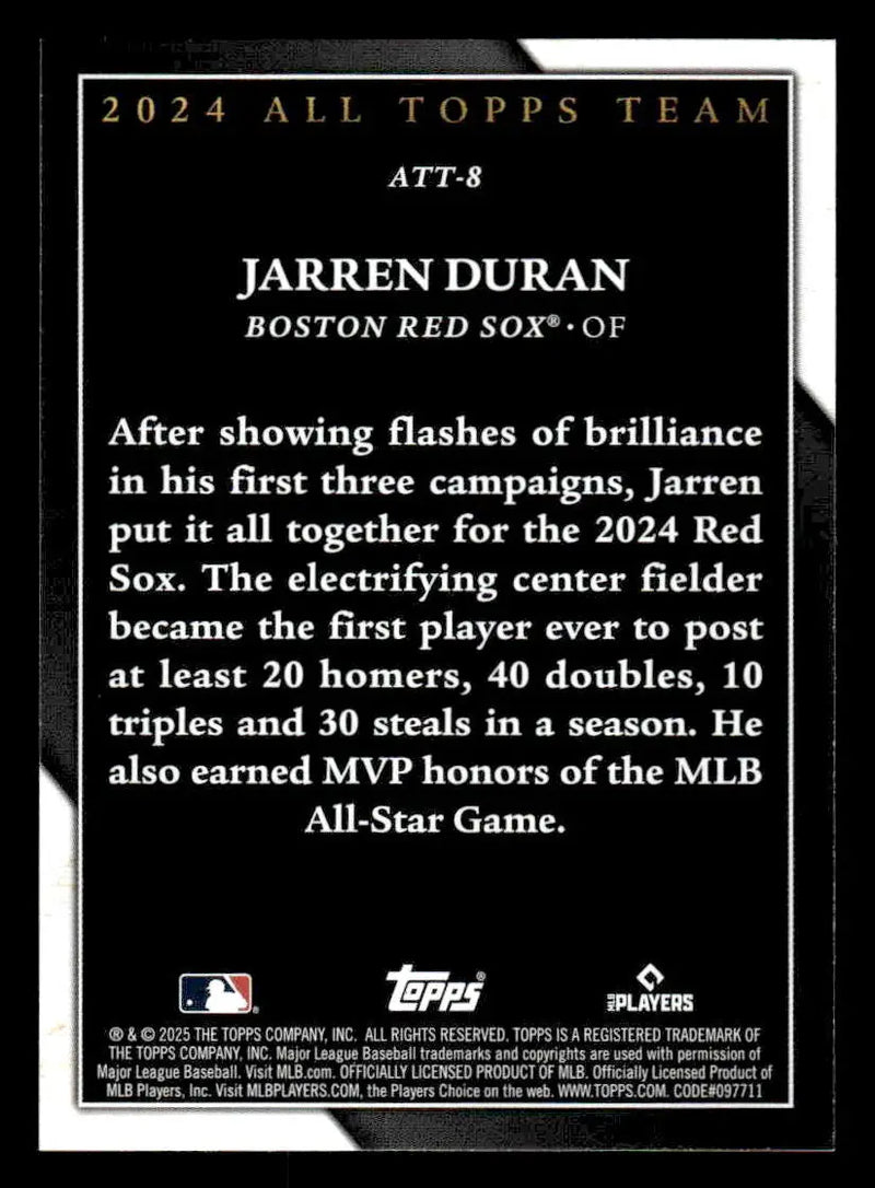 2025 Topps #ATT-8 Jarren Duran 2024 All Topps Team - Baseball Card Single