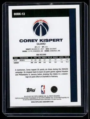 2025 Topps Basketball Corey Kispert #80BK-13 Basketball - Basketball Card Single