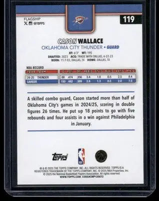 2025 Topps Basketball Flagship Cason Wallace #119 Net Border Tip Off Basketball - Basketball Card Single