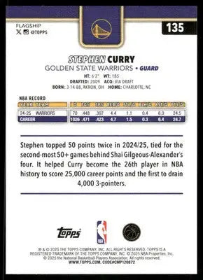 2025 Topps Basketball Stephen Curry #135 Basketball - Basketball Card Single
