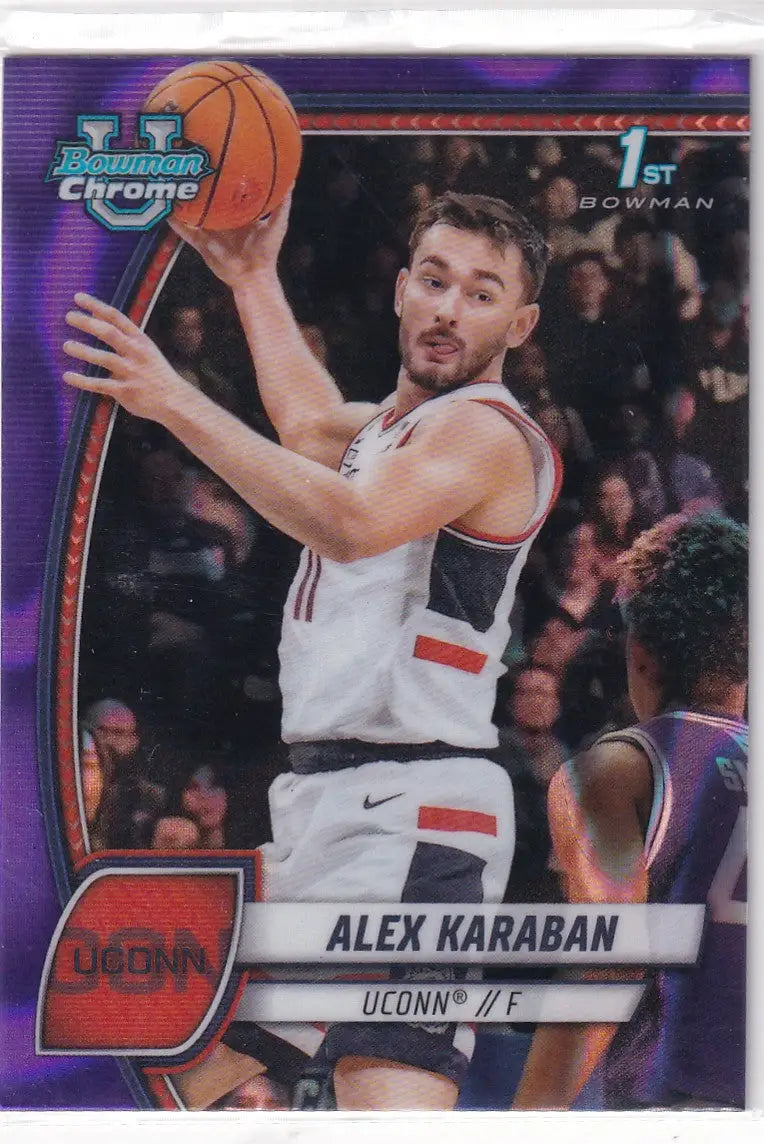 2025 TOPPS BOWMAN CHROME #100 ALEX KARABAN PURPLE- UCONN - Baseball Card Single