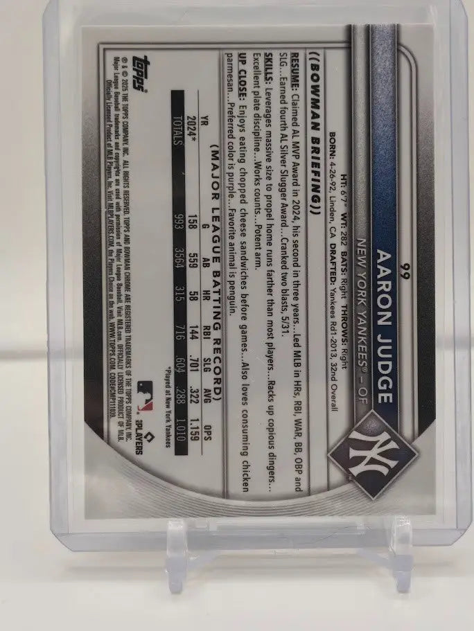 2025 Topps Bowman Chrome Purple Mojo Mega Refractor #99 Aaron Judge /250 Yankees - Baseball Card Single