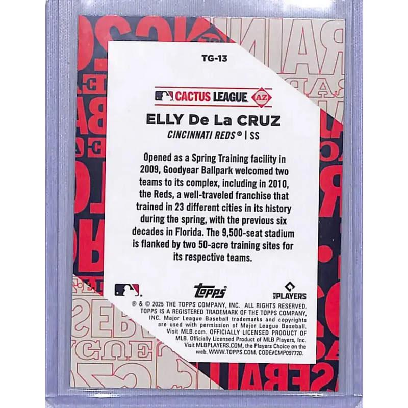2025 Topps Cactus League #TG-13 Elly De La Cruz NM-MT Cincinnati Reds - Baseball Card Single