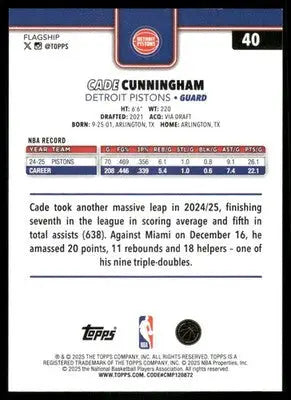 2025 Topps Cade Cunningham #40 Basketball - Basketball Card Single