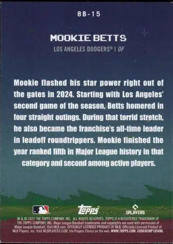 2025 Topps Celebration 8-Bit Ballers #8B-15 Mookie Betts NM-MT Dodgers ID:78860 - Baseball Card Single