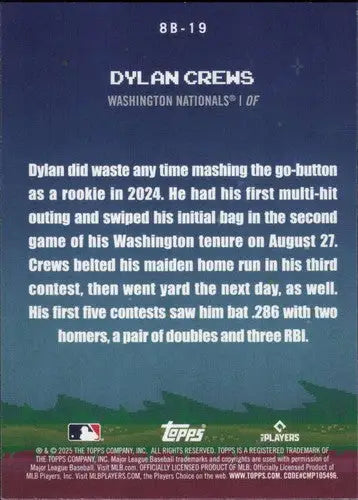 2025 Topps Celebration 8-Bit Ballers #8B-19 Dylan Crews NM-MT Nationals ID:78862 - Baseball Card Single