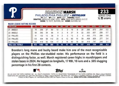 2025 Topps Celebration Confetti #233 Brandon Marsh NM-MT Phillies ID:78854 - Baseball Card Single
