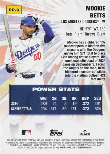 2025 Topps Celebration Power Players #PP-9 Mookie Betts NM-MT Dodgers ID:78882 - Baseball Card Single