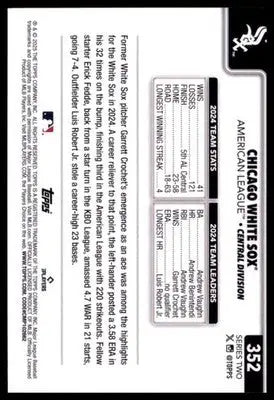 2025 Topps Chicago White Sox 352 Chicago White Sox NM - Baseball Card Single