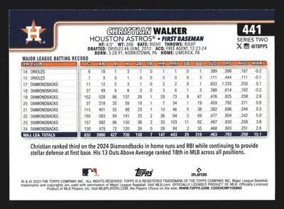 2025 Topps Christian Walker #441 Houston Astros - Baseball Card Single