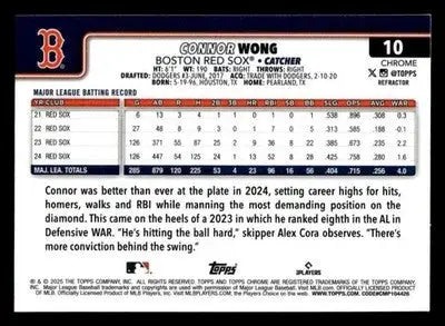 2025 Topps Chrome #10 Connor Wong Refractors - Baseball Card Single