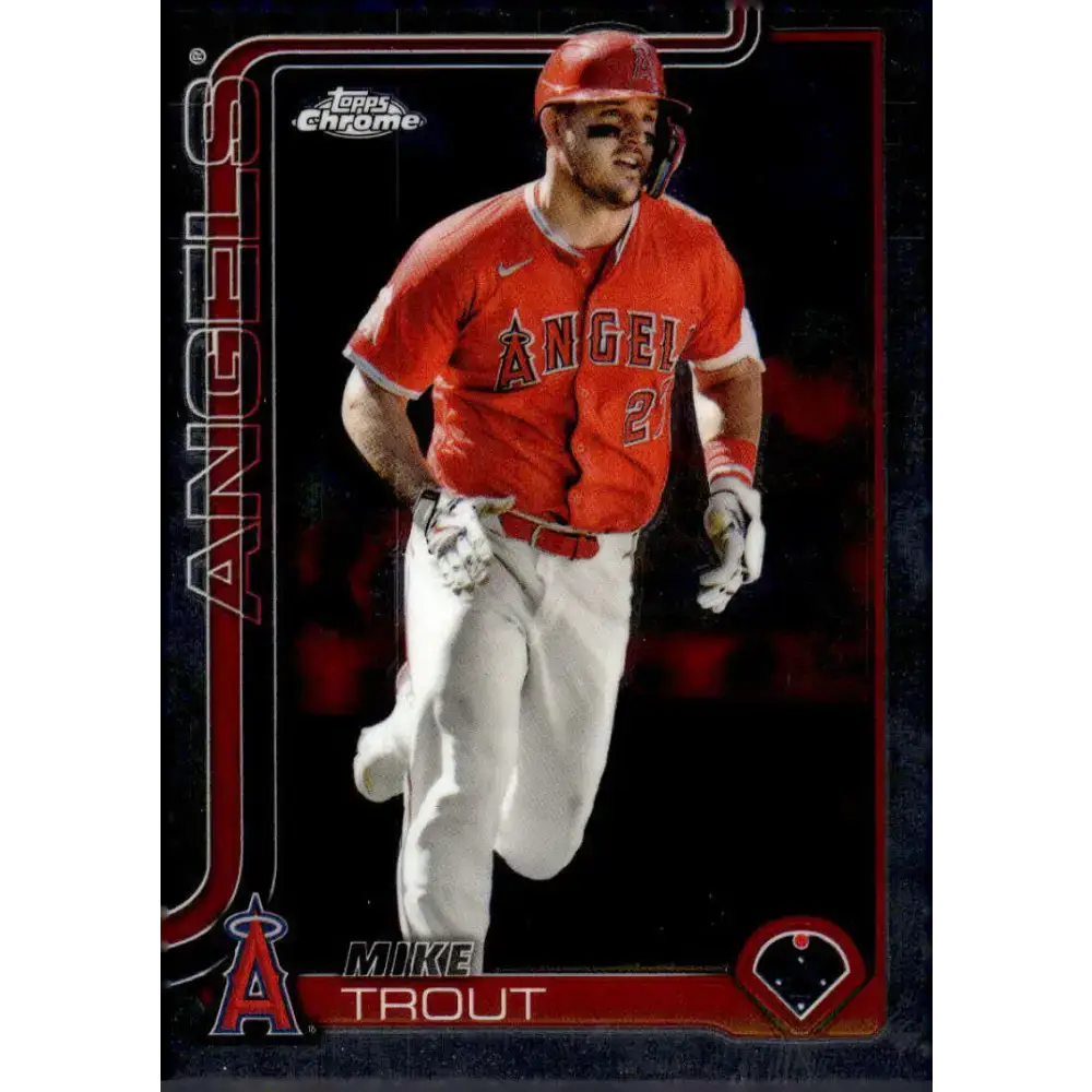 2025 topps Chrome #100 Mike Trout NM-MT Los Angeles Angels Baseball Card - Baseball Card Single