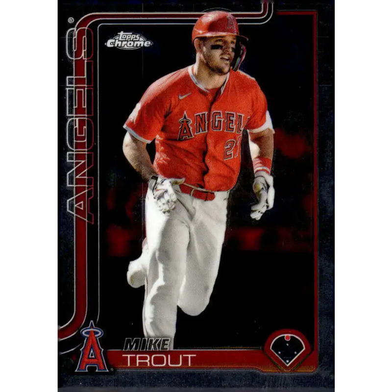 2025 topps Chrome #100 Mike Trout NM-MT Los Angeles Angels Baseball Card - Baseball Card Single