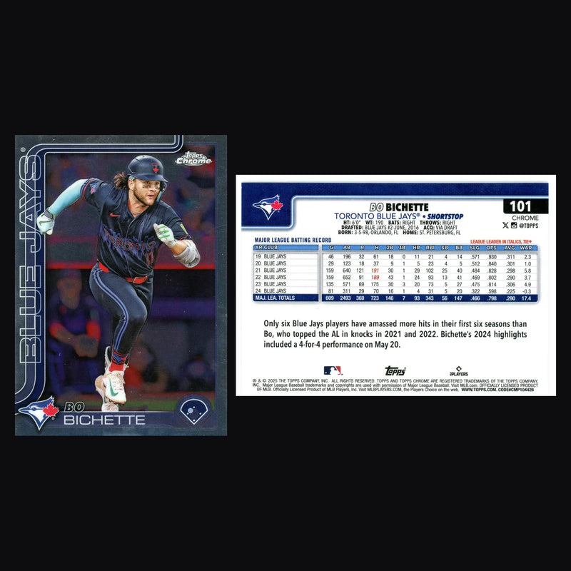 2025 Topps Chrome #101 Bo Bichette Toronto Blue Jays - Baseball Card Single