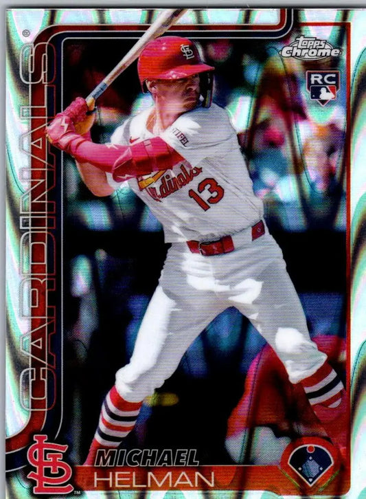 Baseball trading card of Michael Helman Raywave Refractors from 2025 Topps Chrome