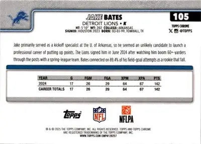 2025 Topps Chrome #105 Jake Bates X-Fractor