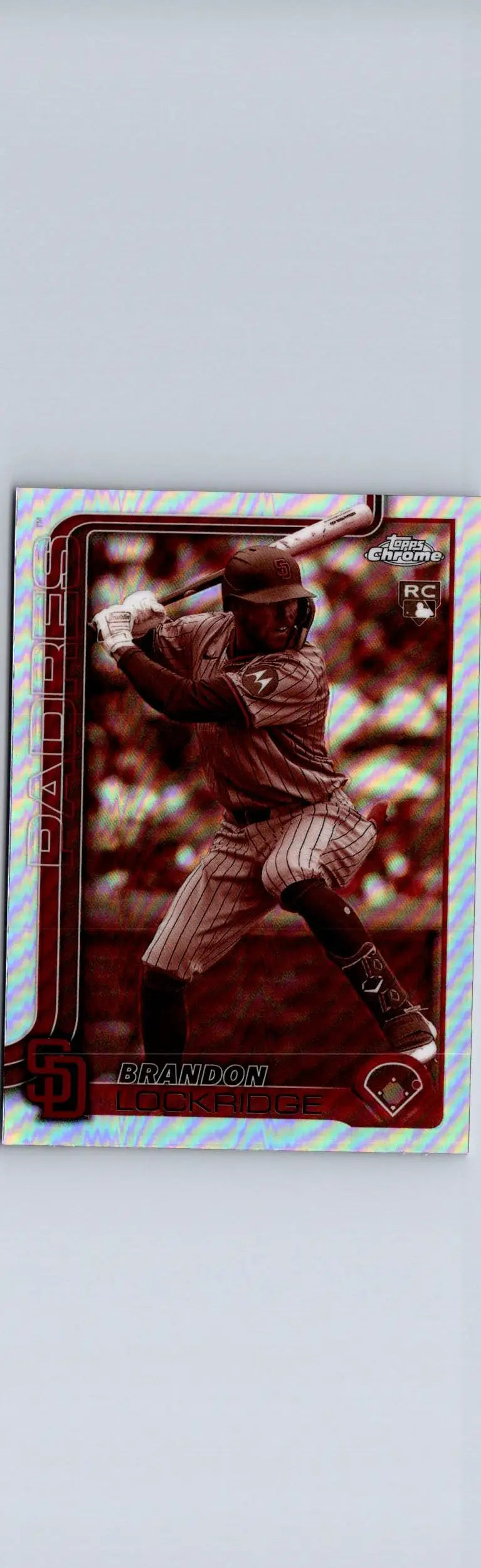 Baseball trading card featuring Brandon Lockridge at bat from 2025 Topps Chrome Sepia Refractors