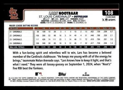2025 Topps Chrome #108 Lars Nootbaar - Baseball Card Single