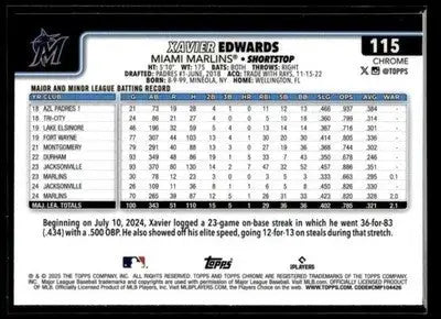 2025 Topps Chrome #115 Xavier Edwards X-Fractors - Baseball Card Single