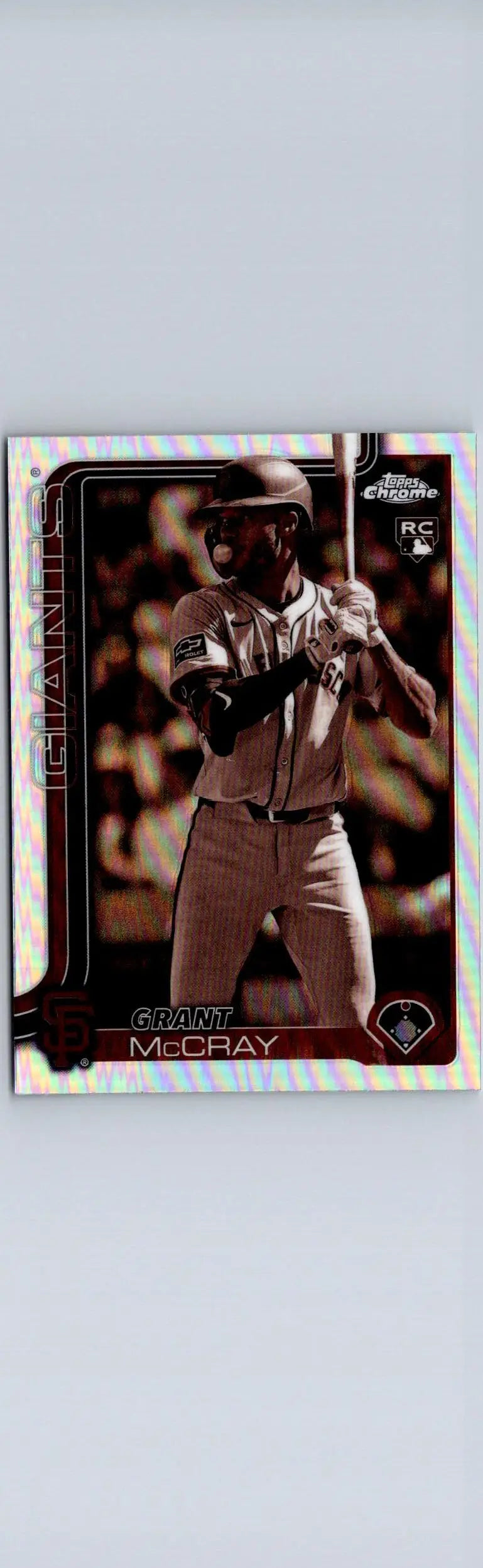 Baseball card featuring Grant McCray in batting stance from 2025 Topps Chrome Sepia Refractors