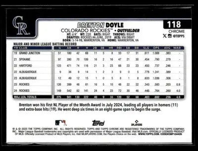 2025 Topps Chrome #118 Brenton Doyle - Baseball Card Single