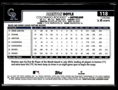 2025 Topps Chrome #118 Brenton Doyle - Baseball Card Single