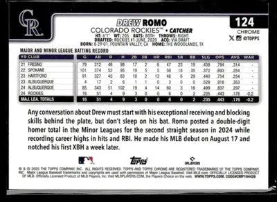 2025 Topps Chrome #124 Drew Romo