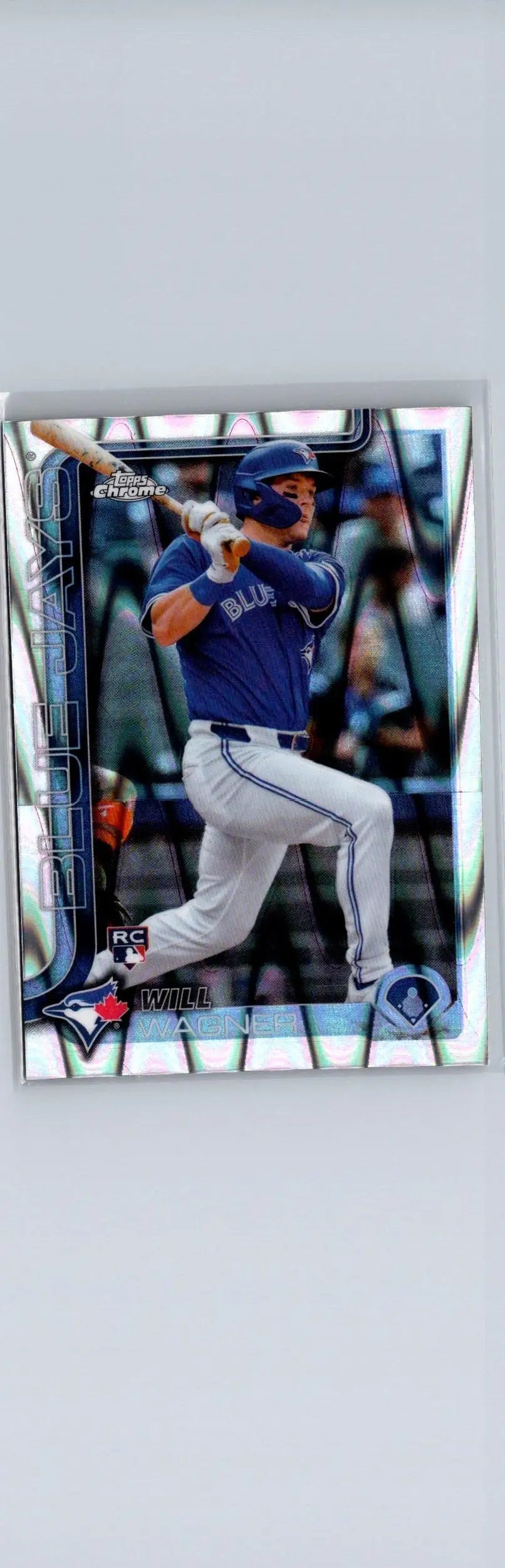 Baseball trading card featuring Wagner Raywave Refractors in Topps Chrome with a blue uniform