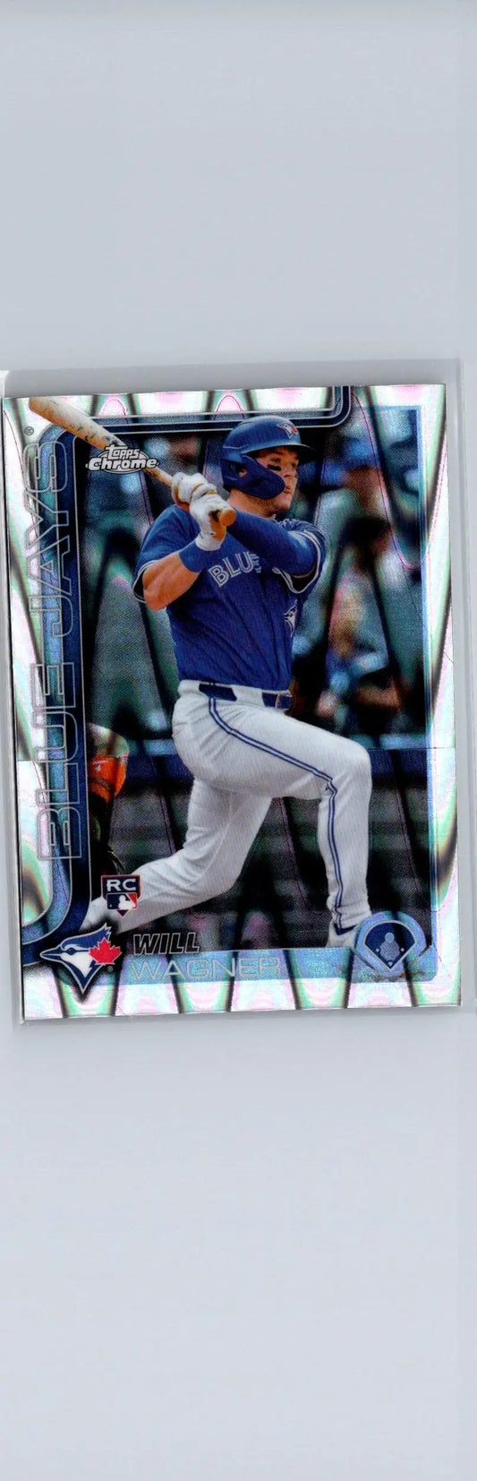 Baseball trading card featuring Wagner Raywave Refractors in Topps Chrome with a blue uniform