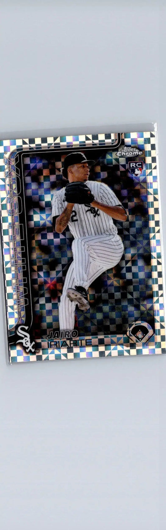 Baseball trading card of Jairo Iriarte from 2025 Topps Chrome with checkered reflective pattern