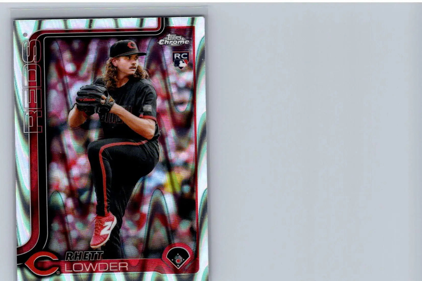 Baseball trading card featuring Rhett Lowder from 2025 Topps Chrome Raywave Refractors