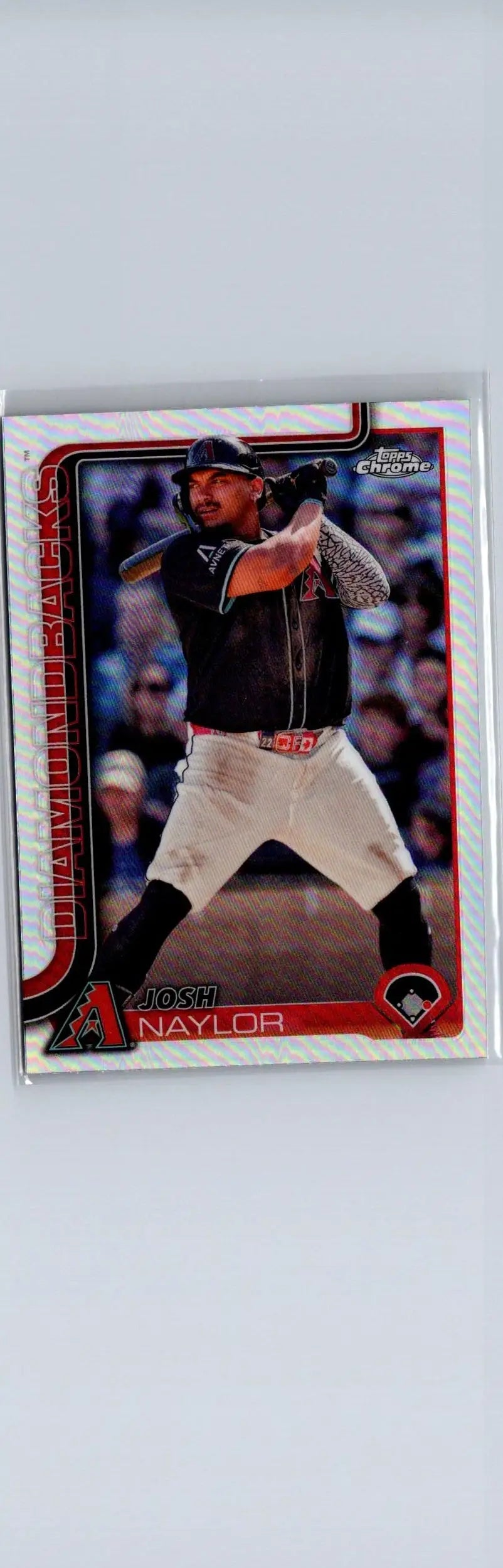 Baseball trading card of Josh Naylor from 2025 Topps Chrome Naylor Refractors series