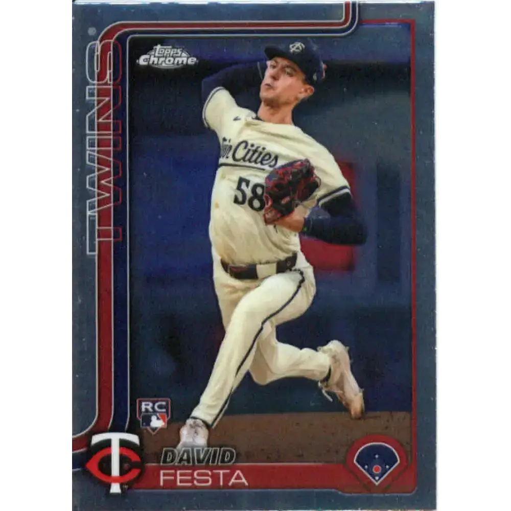 2025 topps Chrome #156 David Festa NM-MT RC Rookie Minnesota Twins Baseball Card - Baseball Card Single