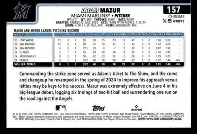 2025 Topps Chrome #157 Adam Mazur - Baseball Card Single