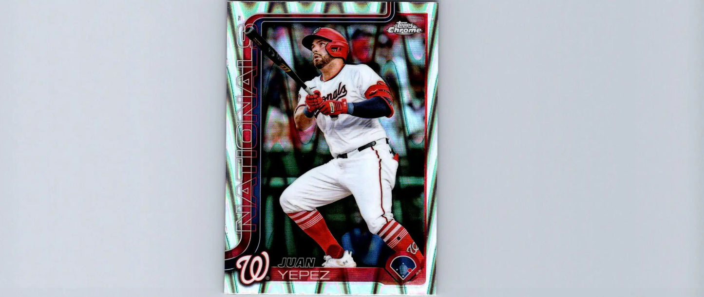 Baseball trading card of Juan Yepez from 2025 Topps Chrome Raywave Refractors